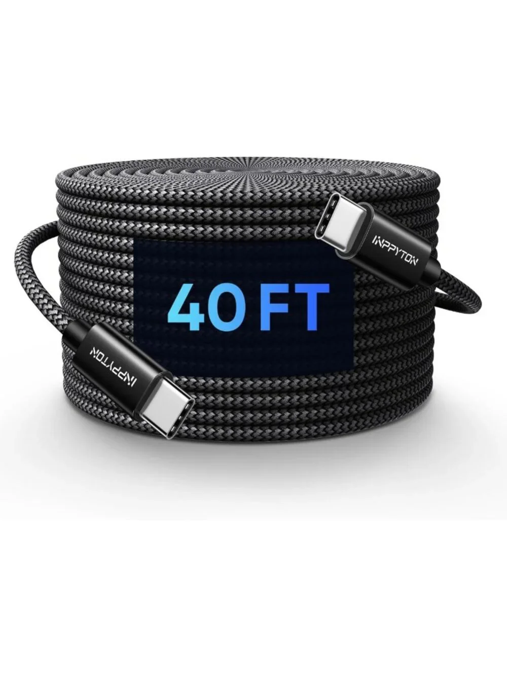 Extra Long 40Ft USB C to USB C Charger Cable, 60W Fast Charging, Nylon Braided